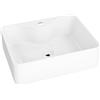 LAVITA Castor - Lavabo da appoggio, rettangolare, senza troppopieno e con foro per rubinetto, in porcellana di alta qualità, 47,5 x 37 x 14 cm, bianco