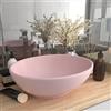 WIFESE Lavandino Lusso Ovale Rosa Opaco 40x33x13,5 cm in Ceramica Da Appoggio - Lavabo Bagno Lavatoio