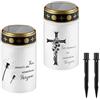 XiXiRan 2 Pezzi Lumino Cimitero Solare, Candela LED Cimitero, Luci Votive Cimiteriali Solari, Lampada Tombale Solare, Lampada Votiva con Pannello Solare da Esterno (Colore A)