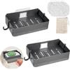 WRENYZK 2 portasapone doccia senza foratura, con 2 tappetini in PVC e 1 schiumapone in cotone e lino per saponi secchi e schiuma efficiente in bagno e cucina