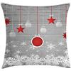 ABAKUHAUS Natale Federa Fodera Cuscino, Stelle Baubles Neve, Copricuscino Quadrato Decorativo, 40 cm x 40 cm, Grigio Rosso Bianco