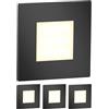 ledscom.de 4 LED luce per scale/apparecchio da incasso FEX per interni ed esterni, angolare, nero, 85 x 85 mm, bianco caldo