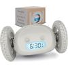 CLOCKY Sveglia Rumorosa per chi ha il Sonno Pesante Dormiglioni Sordi Ruote Sveglia Digitale da Comodino per Dormienti Rumorissima Adulti Bambini che Scappa Cammina Regali Divertenti (Nebbia)