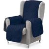 textil-home Copripoltrona 1 Posto con Braccioli LUKA, Poltrona Relax Reclinabile e Orecchie Imbottito - Misura 55 cm. SalvaDivano Reversibile. Blu