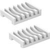 Topsky Confezione da 2 portasapone in silicone a lunga durata con drenaggio autosvuotante, design di asciugatura, portasaponetta per cucina, doccia, bagno (Bianco)