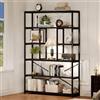 LVB Libreria a 6 Livelli, Scaffale da Soggiorno, Scaffale a Colonna, Libreria Industriale per Soggiorno, Camera da Letto, Cucina, 120 x 30 x 180 cm, Vintage Marrone Scuro