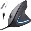 Wowssyo Mouse verticale ergonomico cablato, impedisce la mano del mouse/gomito del tennista (RSI), 1200/1800/2400/3600 DPI, LED, 1,8 m, mouse per mano destra per PC, laptop e Mac