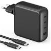 SATURNDOCK Caricatore USB C 100W, 4-Porte Alimentatore Multiplo Presa Compatibile con MacBook Pro/Air, iPad/Pro/Air/mini, iPhone 16/15, Galaxy S24/S23, Caricabatterie Rapido Con Cavo di Ricarica da 2M 5A USB C