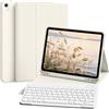 ZKTUYU Custodia con tastiera per iPad 10. Generazione 10,9 2022 & iPad 11th Gen A16 2025 con supporto penna, retro in TPU e tastiera magnetica rimovibile con layout QWERTZ, Colore: Cremeweiß