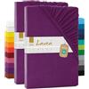 Lavea® Set 2 Lenzuola con Angoli MAYA - Jersey 100% Cotone - Per Letti Standard, Topper, Boxspring e ad Acqua - Con Elastico - OEKO-TEX® - Traspiranti (Lilla, 90x200-100x200 cm)