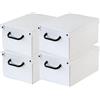 Lavatelli Set 4 Scatole Armadio Portaoggetti con Coperchio - Organizer Cambio Stagione in Cartone 35 x 25 x 17.5 cm Bianco - Made in Italy, Resistenti, Facili da Montare, con Maniglie