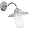 Eglo Milton Lampada da parete per esterni a 1 luce, applique in acciaio zincato a caldo in argento e vetro, attacco E27, IP44