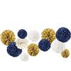 NICROLANDEE Wedding Party Decorations - 12 PCS Navy Blue and Gold Tissue Paper Pom Poms for Colleage Graduation, Baby&Bridal Shower, Birthday, Bachelorette Party, Engagement Party, Anniversary Party
