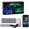 Car Passion Kit Led Interni Auto RGB Illuminazione Luce Ambiente Abitacolo Auto Strisce LED 9 Colori con APP Cellulare Controllo Colori e Modalità Illuminazione 4 Pezzi 22 cm Atmosfera Personalizzata