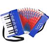 TLGREEN Fisarmonica per Bambini,17 Tasti 8 Bassi Pianoforte Organetto con Cinghie Regolabili,Fisarmonica a Bottonicon per Adulti e Bambini dai 3 anni,Concertina Strument Musicale per Principianti (Blu)