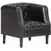 Tidyard Poltrona a Pozzetto in Pelle Nero 60x57x64 cm,Divano 1 Posto,Divano Chesterfield in Pelle,Poltrona con Schienale,Poltrona Relax in Vera Pelle,Divano Moderno in Pelle,Poltrona da TV