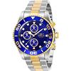 Invicta Pro Diver Orologio da Uomo in acciaio inossidabile con movimento Quarzo - 43mm, Two Tono/Blu