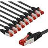 goobay 65978 - Cavo di rete CAT6 in set/cavo patch schermato S/FTP/CU Ethernet, PiMF, LSZH/Cat 6 da 10 Gbit/nero, 10 x 1 m