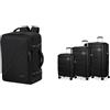 American Tourister Skymax & Take2Cabin - Set di 3 valigie & Bagaglio a mano Ryanair, 25 x 20 x 40 cm, 24 L - Set completo Skymax - Nero
