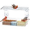 xiruiubao Mangiatoia per Uccelli, 2 IN 1 Mangiatoia per Uccelli da Finestra in Acrilico, Mangiatoie per Uccellini da Esterno con Ventosa, Resistente alle Intemperie Giardino Dispenser per Passero