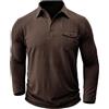 APAELEA Polo Manica Lunga Uomo T-Shirt da Lavoro Multi-Tasca Regolare Taglio Polos da Golf,Blu Navy,XL