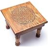 LivuX Tavolino in legno - fiore della vita - 30 × 30 × 23 cm - legno di acacia intagliato - accessorio per la casa spirituale - fatto a mano - rotondo - naturale - tavolo da meditazione e decorazione