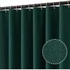 MIULEE Tenda da doccia in lino 120x180 cm Verde Scuro, tende da doccia impermeabili in poliestere di lusso per hotel, tenda da bagno in tessuto lavabile antimuffa con 8 anelli