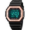 Gosasa Classic Square Face Unisex Donna Uomo Digitale Multifunzione Outdoor Casual Orologio Conto alla rovescia 50M Impermeabile Led Light Orologio da polso, D Oro Rosa
