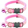 Hepplly Confezione da 2 collari per gatti Quick Release Reflective Kitten con campana (rosa chiaro)