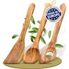 FEINHOLZ Utensili legno ulivo set 3 pezzi - Spatola, mestolo per risotto & cucchiaio - Prodotto in Germania - Sostenibili & antimacchia