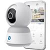NIVIAN Telecamera WiFi Interna 2K 4MP, visione a 360° con IA e auto-tracking, audio bidirezionale e bottone di chiamata per la sicurezza della famiglia