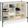 Relaxdays Scarpiera in Stoffa da Campeggio, 16 Scomparti Porta Scarpe, Impilabile, Sistema Incastro, 65x84x36 cm, Beige