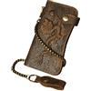 Le'aokuu Uomini Vera Pelle Portafoglio Bifold Libretto Degli Assegni Dell'organizzatore Portafoglio a Catena in Ferro W1088 (Dargon marrone chiaro)