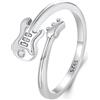 Kerraom Anello Argento 925 Regolabile — Gioiello Donna Forma Musicale Ali Croce Regolabile, Anelli Aperto Regalo per Ragazze