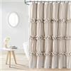 Homechoice Decor Tenda da doccia con volant color cammello, vintage realizzata a mano, in microfibra, per bagno principale con 12 asole, 182,9 x 182,9 cm (larghezza x altezza) (LQ-10)
