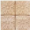 Wifehelper 4 Pezzi Intaglio a Scacchi Applique Non Verniciato Decalcomania per La Decorazione di Mobili in Legno Naturale Appliques Fiore Quadrato Intaglio Decalcomanie Mestiere di Legno Decorativo 6x6 Cm