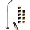 Tomshine Piantana Lampada da Terra 1.6M, Lampada da Terra LED Dimmerabile 10W 1500LM, 3000K/4000K/5000K/6000K,Touch e Telecomando,Collo d'oca Regolabile,Piantana LED per Camera da Letto Soggiorno Ufficio- Nero