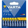 VARTA Pile AAA, confezione da 10, Longlife Power, Alcaline, 1,5V, ideale per giocattoli, mouse wireless, torce elettriche, imballaggio riciclato al 90%, Made in Germany