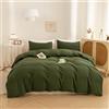 ECOCOTT Set copripiumino king size, 100% cotone lavato, 1 copripiumino con cerniera e 2 federe, ultra morbido, facile da pulire, traspirante, comodo, stile semplice, 3 pezzi (verde avocado)