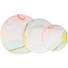 Villa Altachiara Set Piatti 6 Persone, Servizio Piatti 18 Pezzi, in Porcellana, Piatti Piani 25 cm + Piatti Fondi 29 cm + Piatti Frutta 22 cm, Moderni, Colorati, Adatti a Microonde e Lavastoviglie
