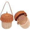 Kuuleyn Cesto Funghi, Cesto Portafunghi in Vimini con Coperchio e Tracolla,Borsa Decorativa Intrecciata a Mano a Forma di Ghianda per Oggetti di Scena Fotografici per Ragazzi E Ragazze (Large Handbag)