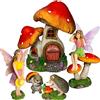 Mood Lab Kit in miniatura per giardino fatato, casa a fungo, set da 6 pezzi, statuette e accessori per esterni o decorazione della casa