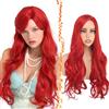 BARSDAR Lungo Ondulata Rosso Parrucca, Sintetico Capelli Parrucche Lungo Ondulata Parte Laterale Rosso Parrucca per le Donne 71cm Aspetto Naturale Costume Parrucche Cosplay Partito
