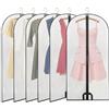 AWBEOT 6 PCS Copriabiti Antipolvere Trasparenti in PEVA Custodia Porta Abiti 60 × 120 cm Copriabiti Impermeabile Copertura Vestiti da Armadio e Viaggio per Smoking, Giacca, Maglioni (Nero, Medio)