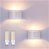 KICAAO 2 Pezzi Applique da Parete LED Moderno, Lampada da Parete Interno/Esterno con Lampadina G9 Sostituibile, 7W Luce Calda 3000K, Alluminio Bianco Impermeabile IP65 per Ingresso Giardino