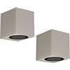 ledscom.de 2 x lampada da parete ALSE per esterni, IP54, downlight, grigio opaco, angolare, 1x GU10 max. 35W