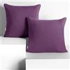 DecoKing Set di 2 federe 40 x 40 * 2 cm, jersey 100% cotone pettinato, chiusura a cerniera Prugna Amber