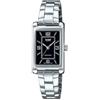 Casio LTP-1234DD-1A Orologio da donna rettangolare standard classico in acciaio inossidabile quadrante nero, nero