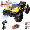 DEERC Auto telecomandata in scala 1:10,auto RC, 48 km/h, fuoristrada Hobby Grade Monster Crawler 4WD luci, 2 batterie, 40 minuti gioco, 2 carrozzerie, per bambini e adulti, 9201E