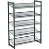 SONGMICS Scaffale Porta Scarpe, Scarpiera a 5 Livelli a Rete con Struttura Metallica, Ripiani Orizzontali o Inclinati per 15 o 20 Paia di Scarpe, Stivali Corti, Tacchi Alti, Grigio Freddo LMR005GB